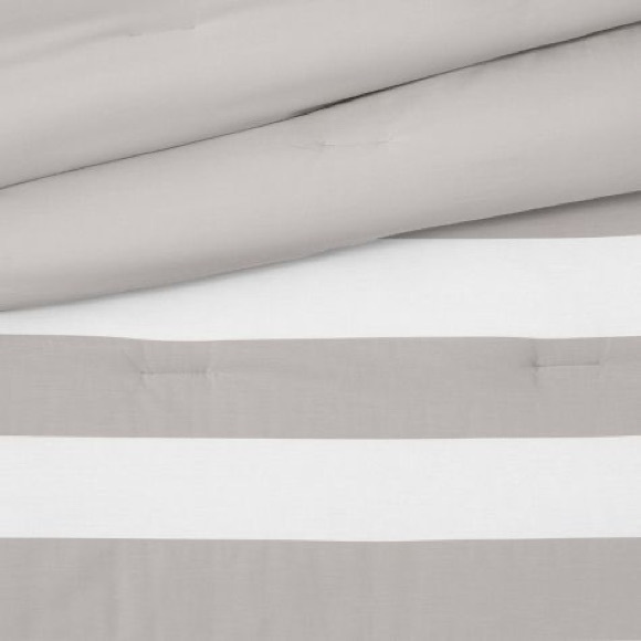 Rugby Striped Duvet Cover - Pillowfort™ Twin Gray NEW - Picture 5 of 8